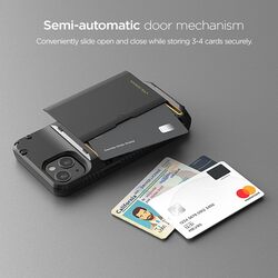 VRS Design Damda Glide PRO iPhone 13 case cover wallet (Semi Automatic) slider Credit card holder Slot (3-4 cards) - Black